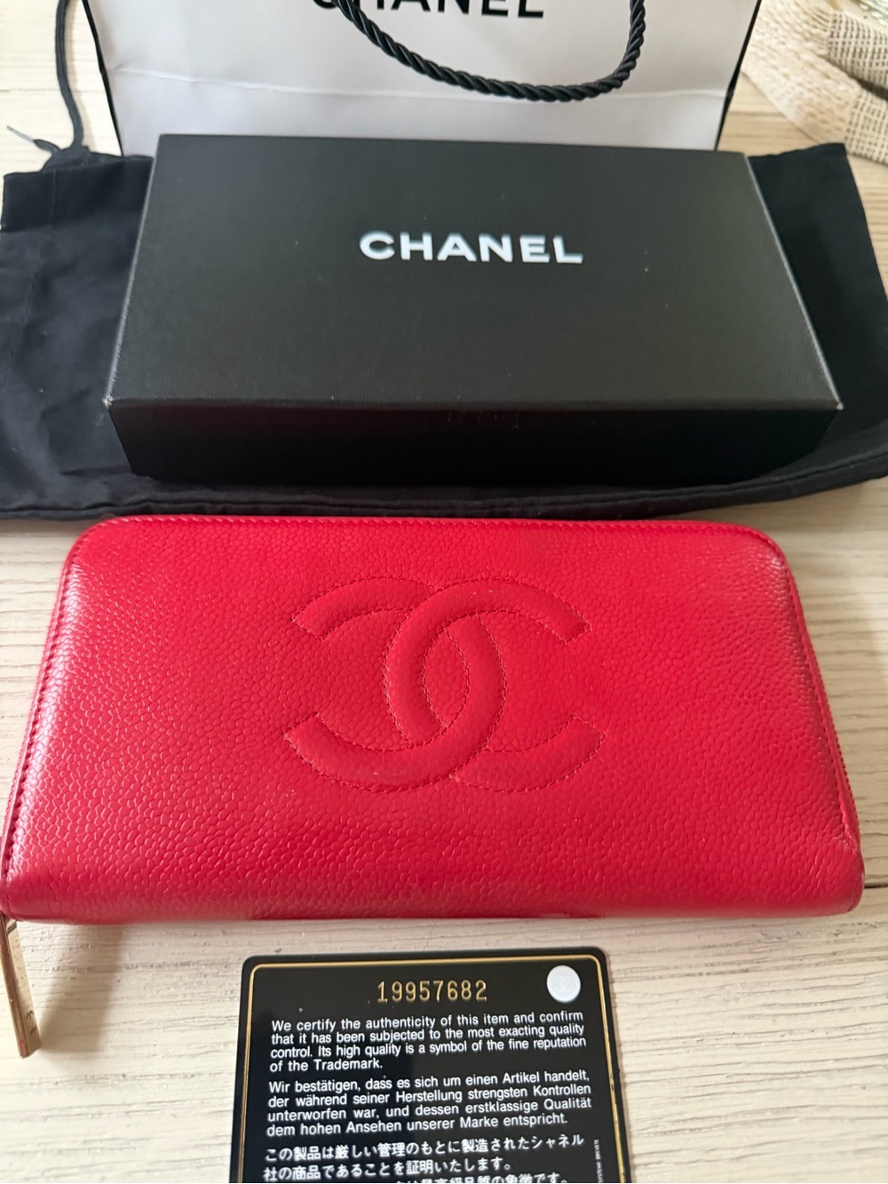CHANEL CC Logo Zip Around Wallet